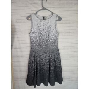 Yoana Baraschi White Black Ombre Speckle Fit & Flare Dress, sz 4